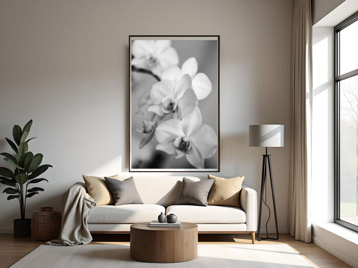 Ethereal Elegance: Orchid's Whisper in Monochrome