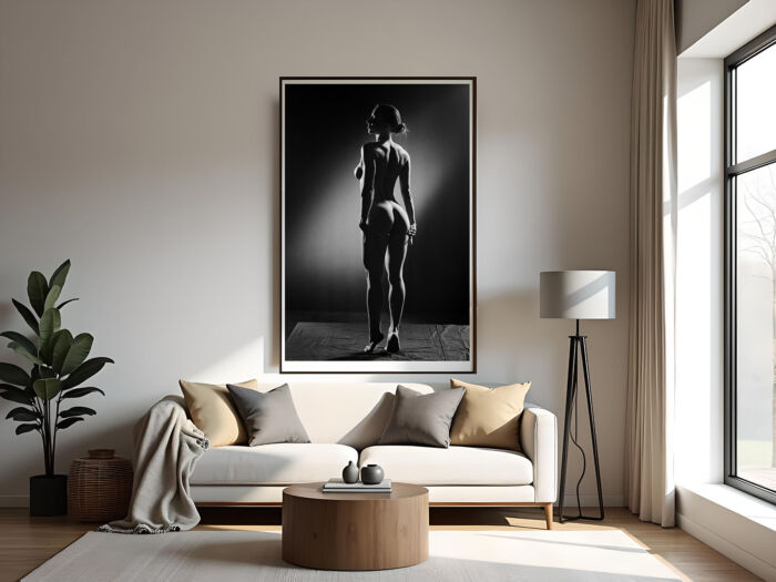 Timeless Nude Art Photography – Stunning Black and White Wall Print for a Sophisticated Interior