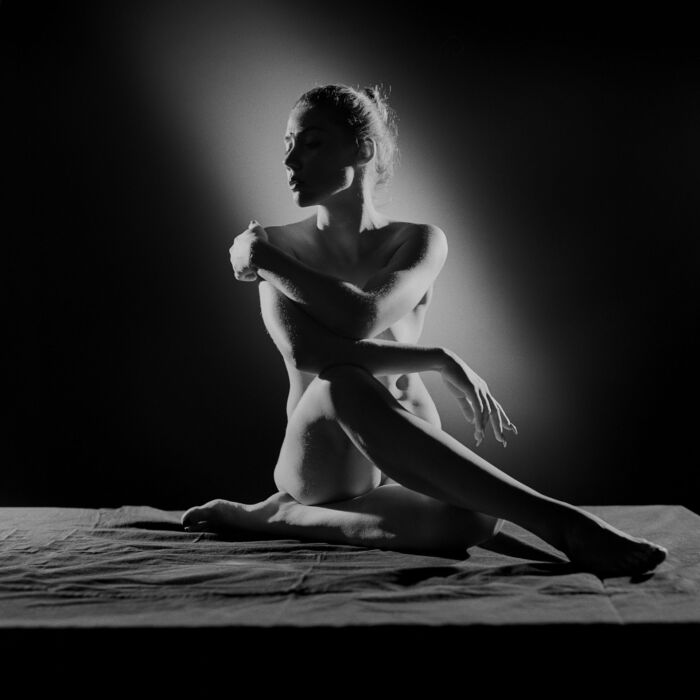 Embrace of Shadows: Sensual Nude Art in Timeless Black and White