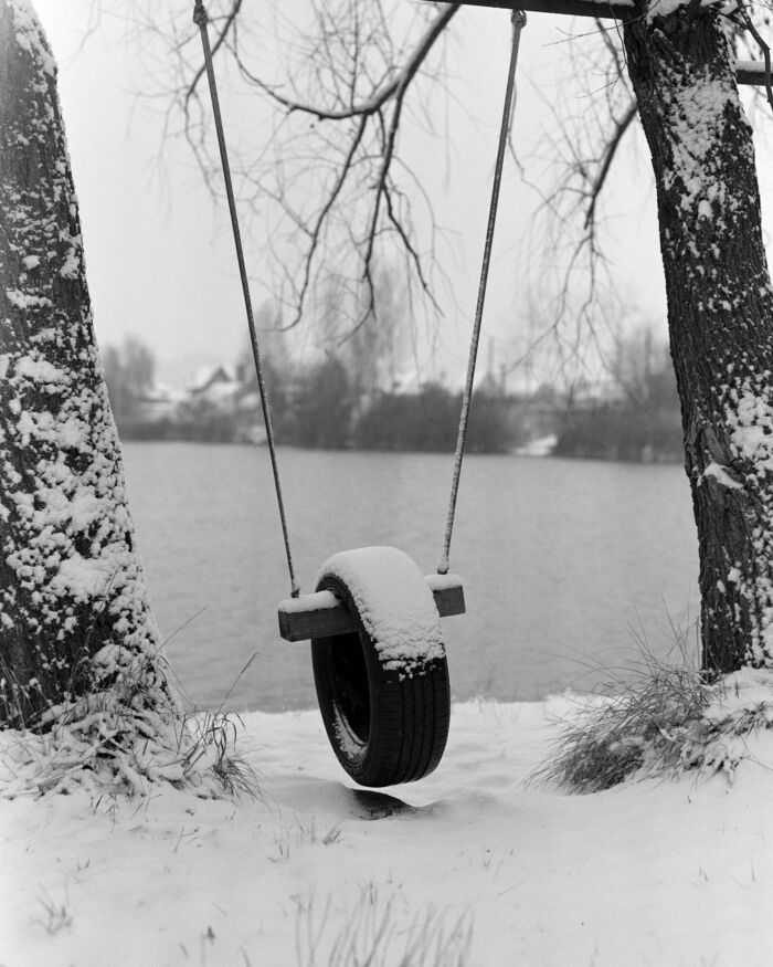 Frozen Memories: A Haunting Winter Scene Captured in Timeless Black and White