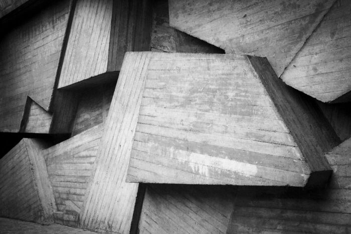 Brutalist Beauty: Geometric Concrete Symphony in Black and White - Modern Art Photography Print for Contemporary Interiors