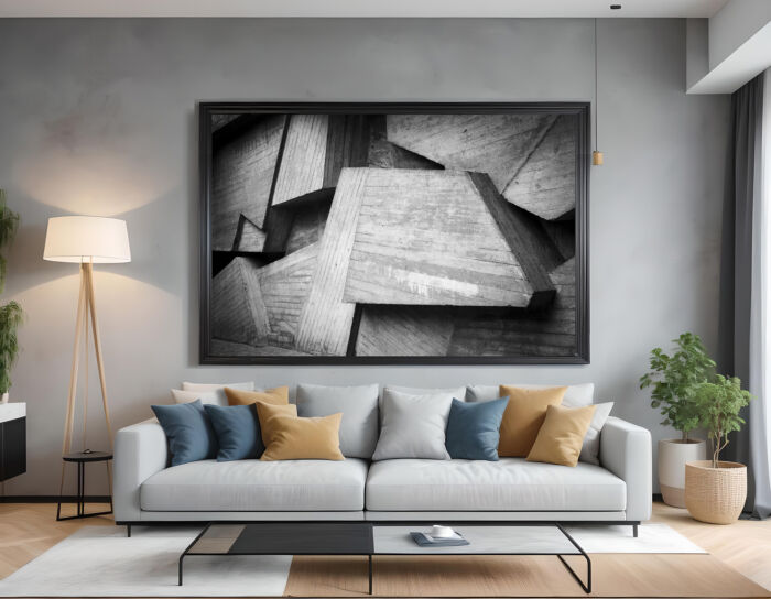 Brutalist Beauty: Geometric Concrete Symphony in Black and White - Modern Art Photography Print for Contemporary Interiors