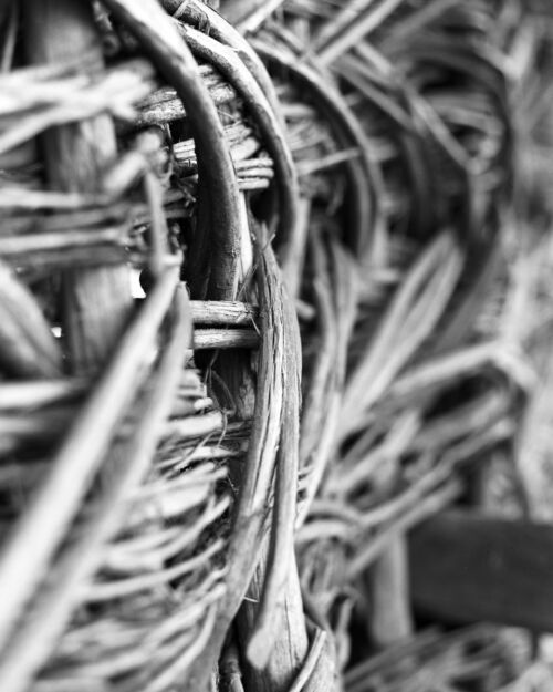 Woven Heritage: Ukrainian Traditional Fence Detail - Abstract Black and White Fine Art Photography