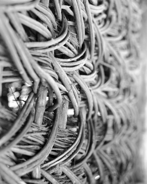 Rhythms of Tradition: Close-Up Series of Ukrainian Woven Fence - Fine Art Black and White Photography