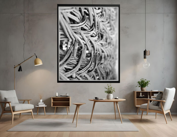 Rhythms of Tradition: Close-Up Series of Ukrainian Woven Fence - Fine Art Black and White Photography