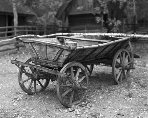 Timeless Heritage: Vintage Ukrainian Cart in Black and White Fine Art Photography