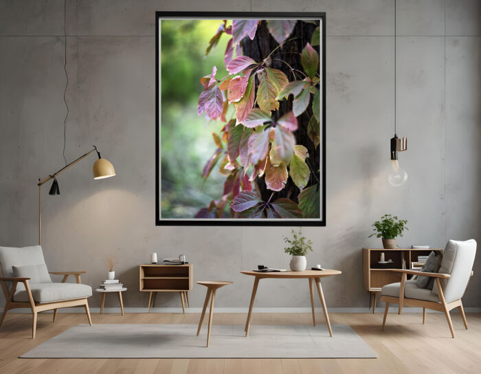 Dancing Pink Leaves: Nature's Watercolor - Fine Art Botanical Photography Print