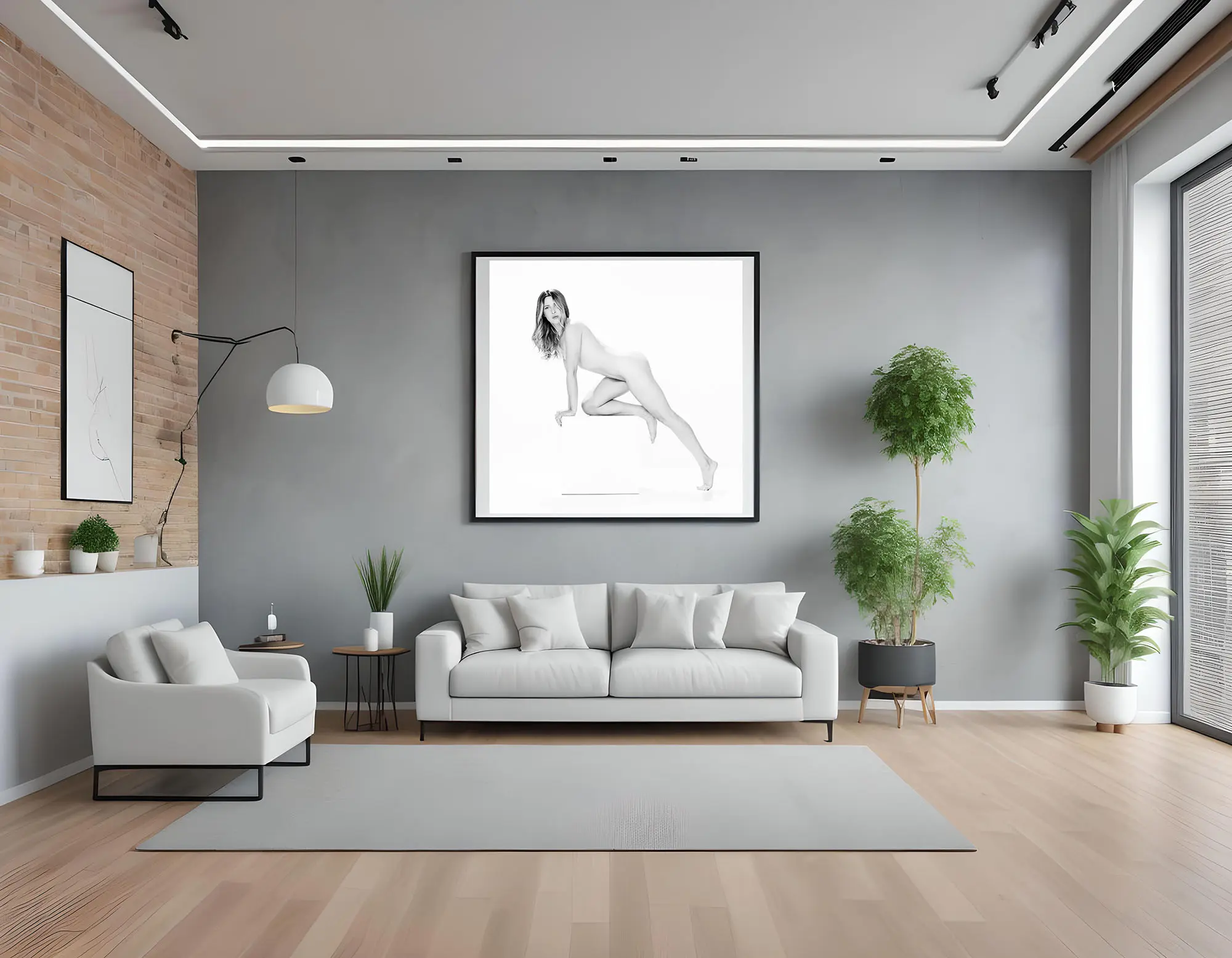 A minimalist black-and-white nude study, where the body becomes sculpture against pure light.